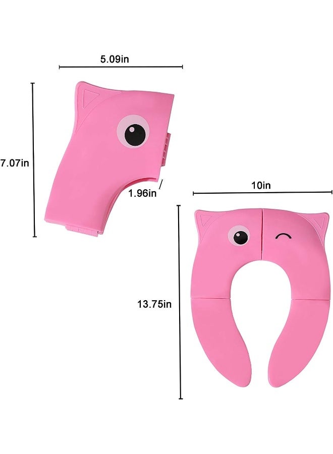 Pokanic (Pink) - Designed Toilet Potty Training Seat Cover, Travel Toilet Seat, Folding Non-Slip Silicone Pads, Trip Portable Reusable Kids Toddlers Boys Girls, Carrying Bag (Pink) - Image 3