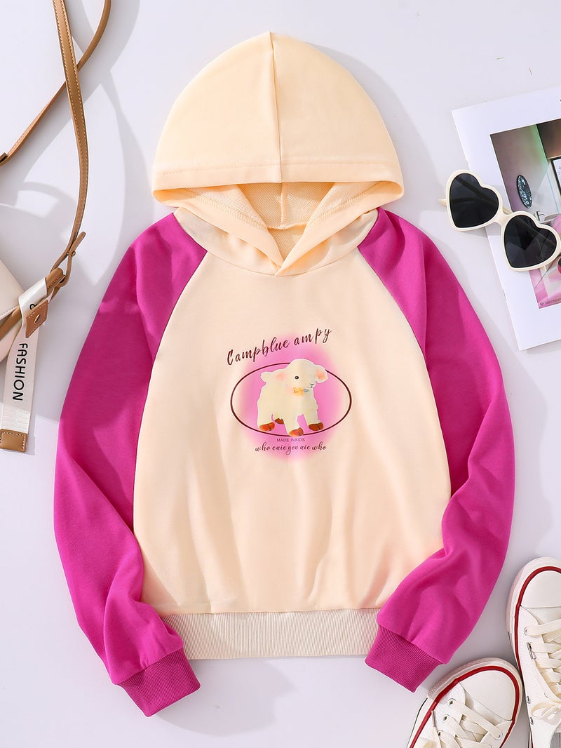 Girls Sweatshirt Spring Cartoon Pattern Color Matching Long-Sleeved Hooded Children'S Hoodie Foshan Casual Children'S Clothing - Image 2