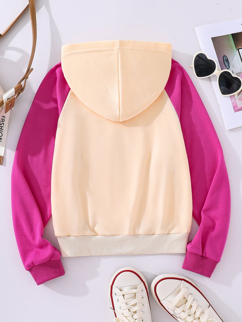 Girls Sweatshirt Spring Cartoon Pattern Color Matching Long-Sleeved Hooded Children'S Hoodie Foshan Casual Children'S Clothing - Image 3