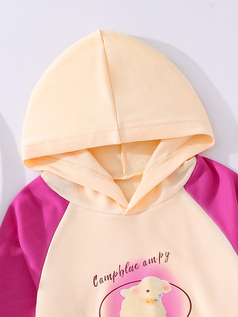 Girls Sweatshirt Spring Cartoon Pattern Color Matching Long-Sleeved Hooded Children'S Hoodie Foshan Casual Children'S Clothing - Image 4