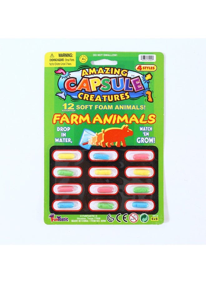 Water-soaking Expansion Capsule Bath Toy Water-absorbing Sponge Becomes Bigger When Exposed To Water Dinosaur Small Animal Children Baby Puzzle-Color:Home Animal Series  - Image 1