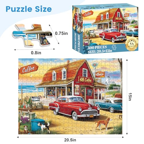 VOLUVOLU 500 Pieces Landscape Puzzles for Adults Coffee Shop Puzzle for Adults OceanPuzzle 500 Pieces Gift for Birthday Home Decor Fun for Family Entertainment205 15 in - Image 5
