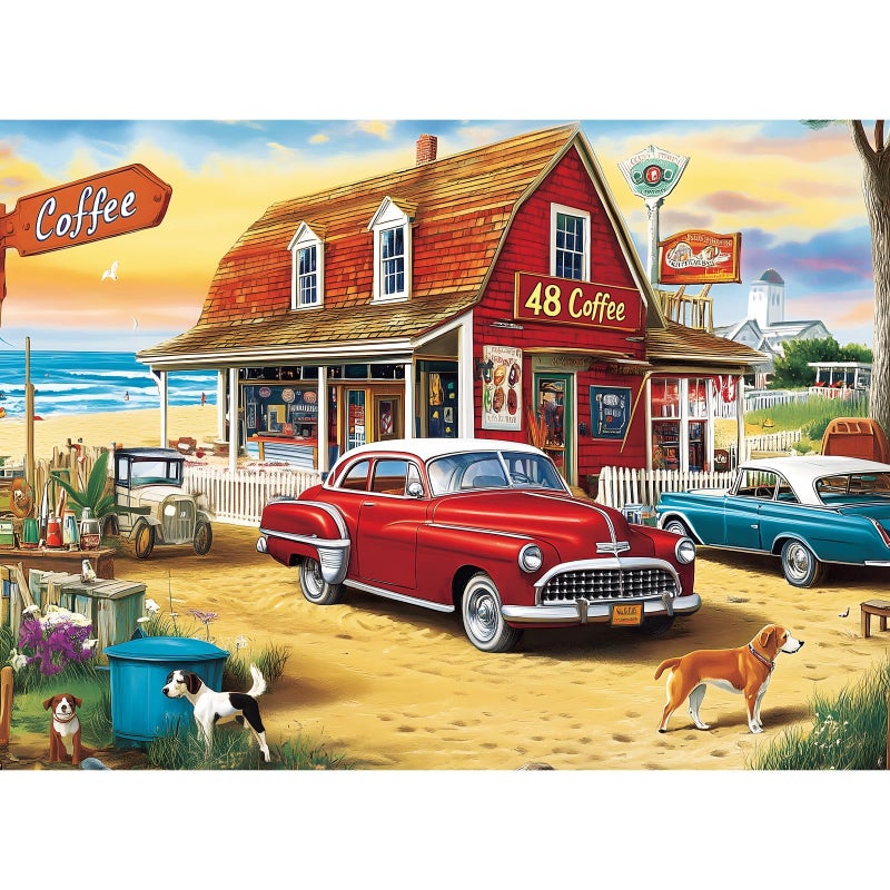 VOLUVOLU 500 Pieces Landscape Puzzles for Adults Coffee Shop Puzzle for Adults OceanPuzzle 500 Pieces Gift for Birthday Home Decor Fun for Family Entertainment205 15 in - Image 3