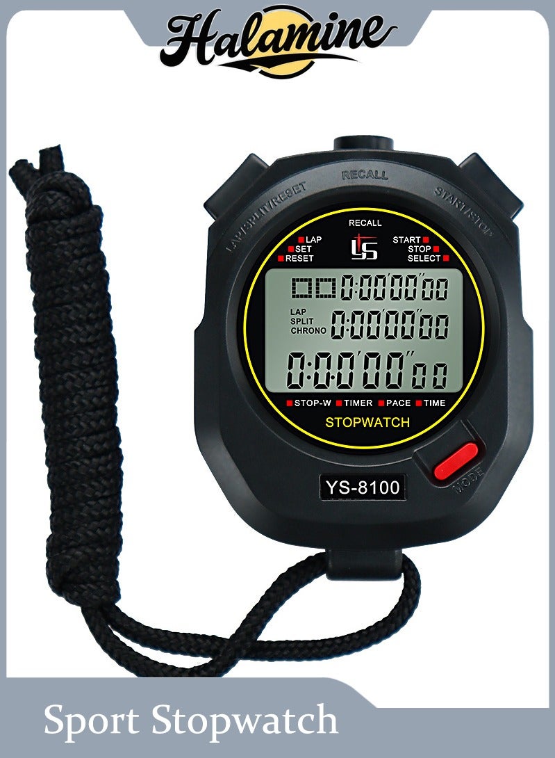 Halamine Electronic Digital Sport Stopwatch, Three Row 60 Track ...