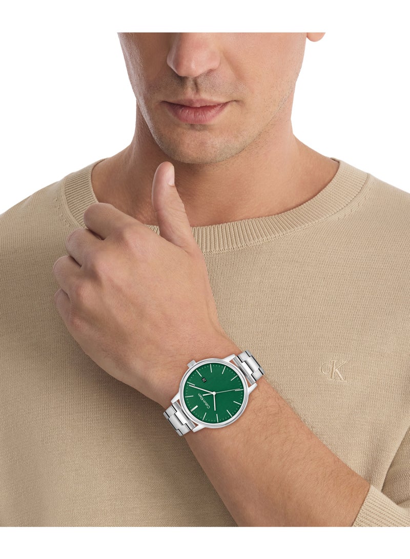 CALVIN KLEIN CALVIN KLEIN ROUND ANALOG MEN'S GREEN CASE WATCH - 25200478 - Image 3