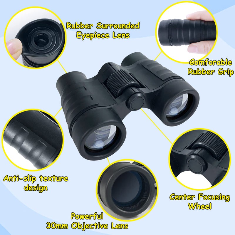 ESSENSON Binoculars for Kids Toys Gifts for Age 3-12 Years Old Boys Girls Kids Telescope Outdoor Toys for Sports and Outside Play Hiking, Bird Watching, Travel, Camping, Birthday Presents (Black) - Image 2