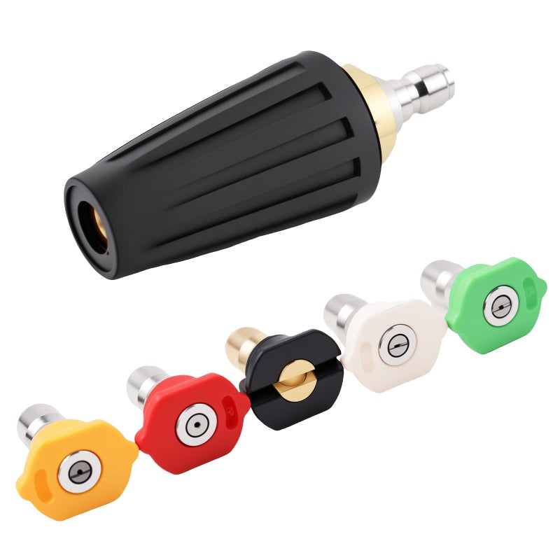 Heran Pressure Washer Turbo Nozzle 4000 PSI 40 GPM with 5 Pressure Washer Nozzle Tips 14 Quick Connect Power Washer Nozzles for Concrete Brick Car Patio Tip for Pressure Washer - Image 2