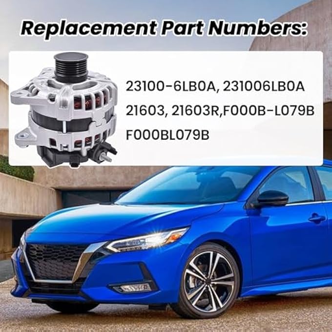 FuseRish 23100-6LB0A Alternator 120Amp 12V Compatible with Nissan Sentra L4 2.0L 2020 2021 2022, Replace Numbers: 21603, 21603R, F000B-L079B - Image 3