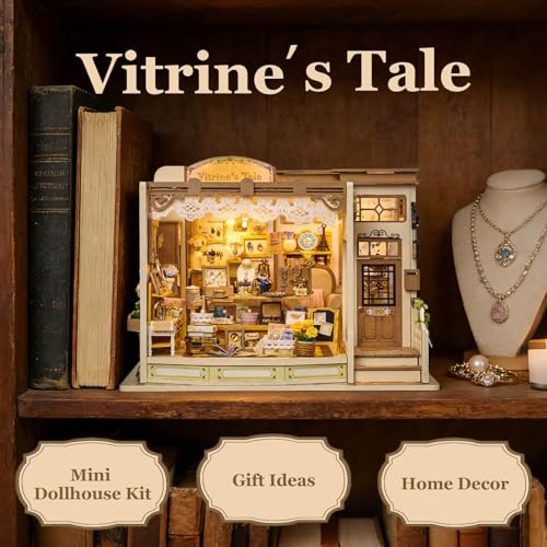 fifijoy DIY Miniature Dollhouse Kit Jewelry Shop DIY Miniature House Kit for Adults and Teens 3D Wooden Puzzle Tiny House Model with LED Light Unique Gift for Family Friends Vitrines Tale - Image 5