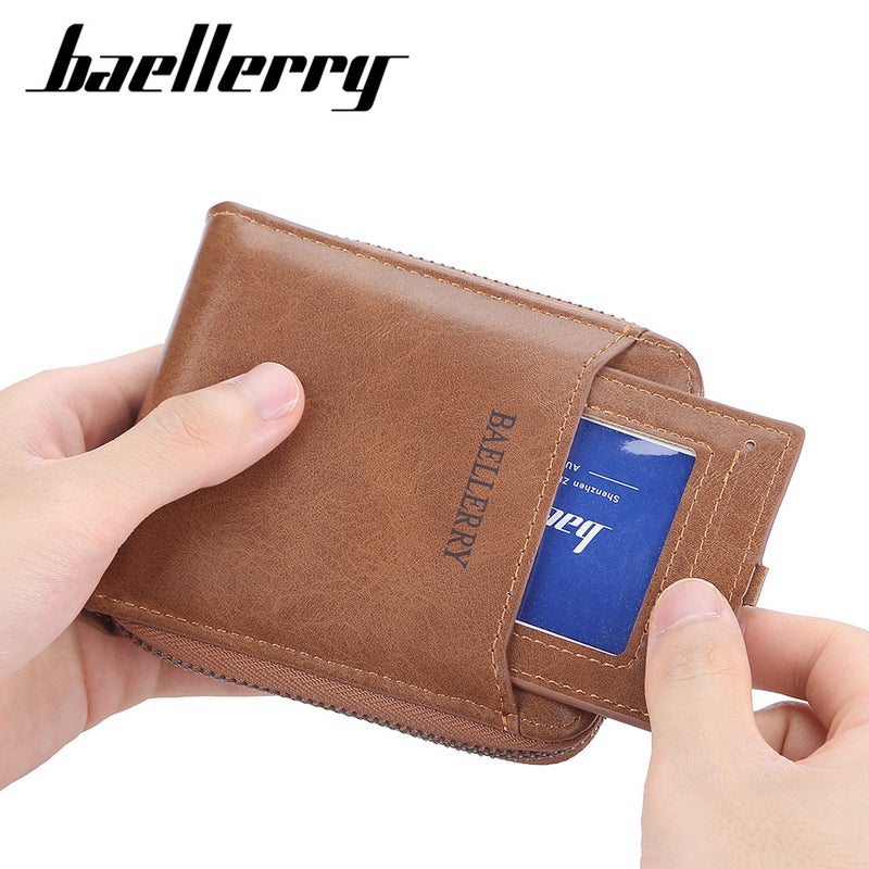 Baellerry Men's Short Zipper Wallet Business Retro Coin Purse Multi-Card Holder - Image 5