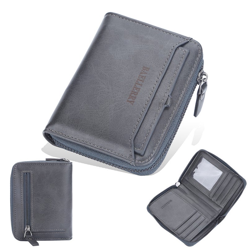 Baellerry Men's Short Zipper Wallet Business Retro Coin Purse Multi-Card Holder - Image 1