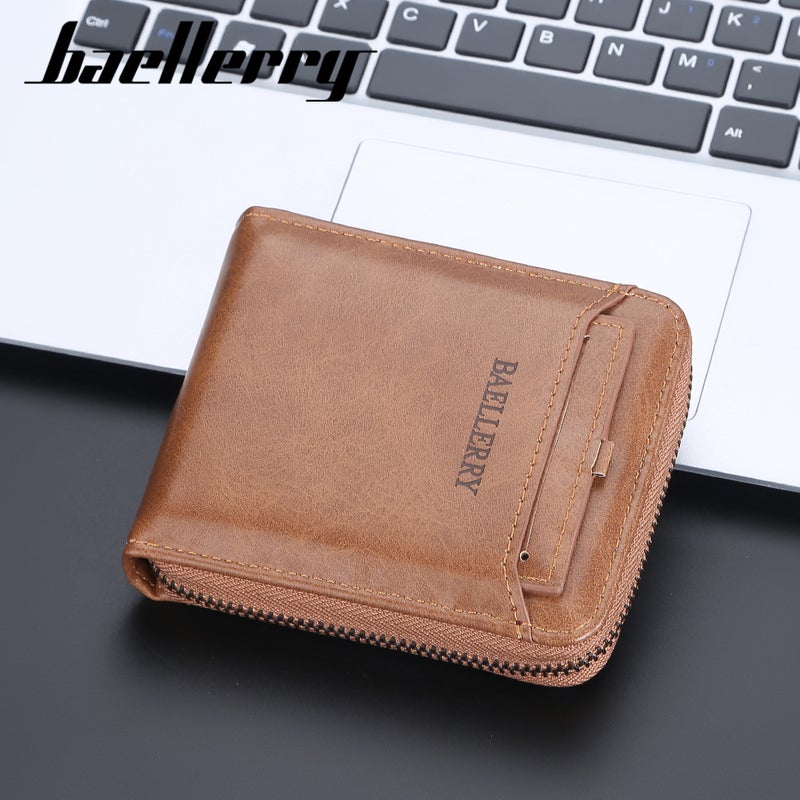 Baellerry Men's Short Zipper Wallet Business Retro Coin Purse Multi-Card Holder - Image 2
