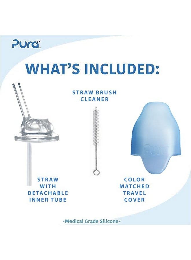 Pura Kiki 9oz/260 ml Stainless Steel Insulated Bottle w/Silicone Straw & Sleeve, 100% Plastic-Free, MadeSafe Certified, 100% Medical-Grade Silicone Straw for Kids, Toddlers, Babies & Infant - New Mint - Image 1