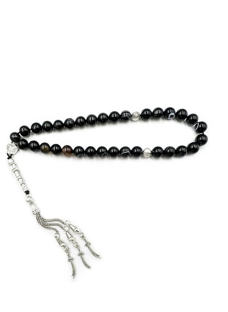 REBUY Natural Sulemani Agate 33 Beads Tasbih Islamic Prayer Rosary Beads Tasbih Tasbeeh 10 MM 33 Beads - Image 1
