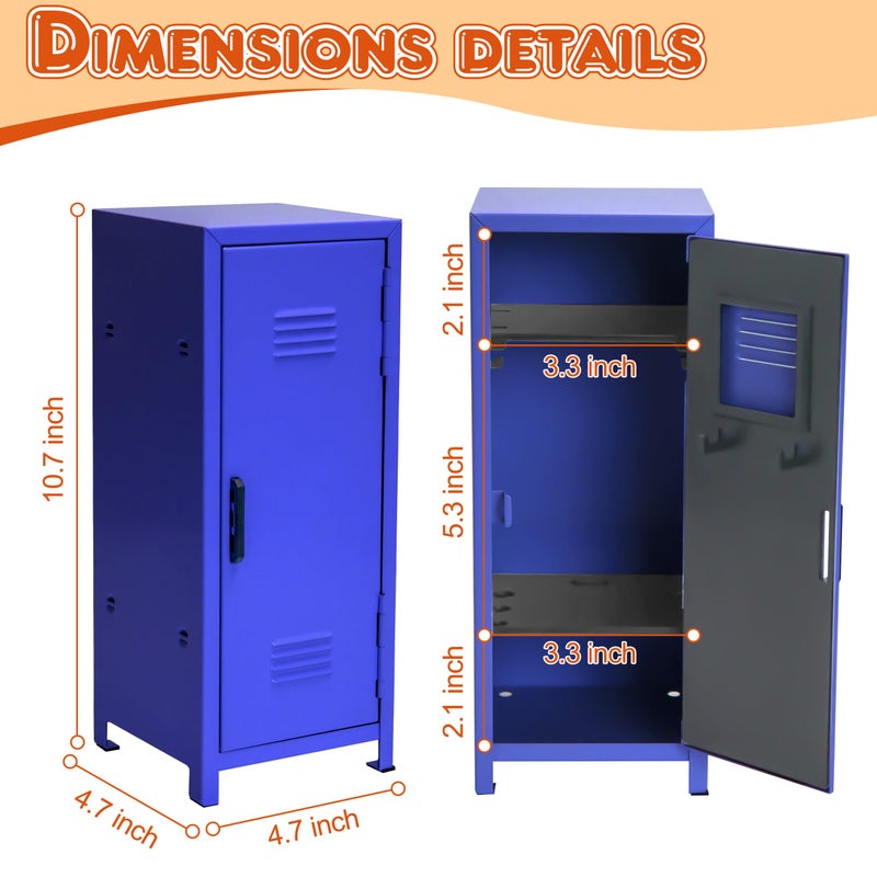 PACOLO Mini Locker, Metal Small Locker for Desktop, Girls Lockbox Desktop Storage Organizer, Money Safe and Cash Lock Box for Girls Safe (Blue) - Image 2