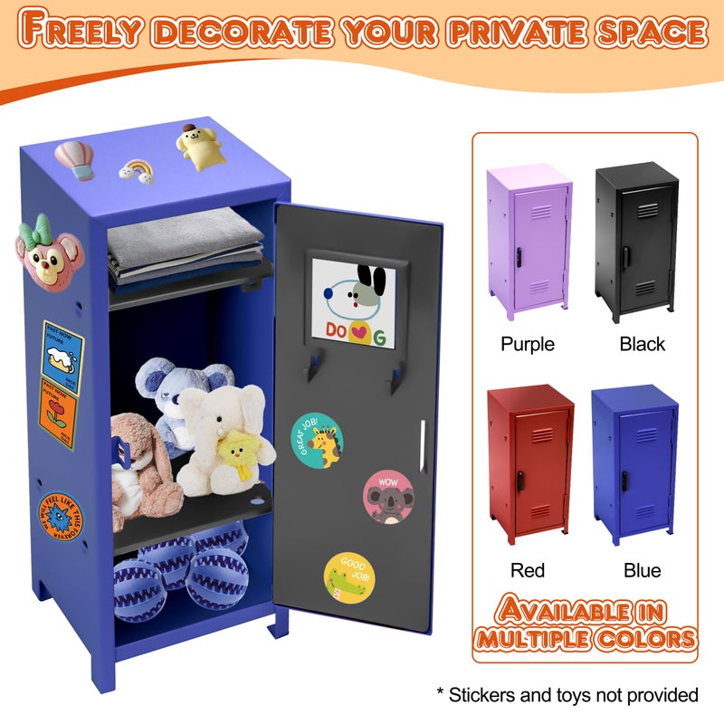 PACOLO Mini Locker, Metal Small Locker for Desktop, Girls Lockbox Desktop Storage Organizer, Money Safe and Cash Lock Box for Girls Safe (Blue) - Image 5