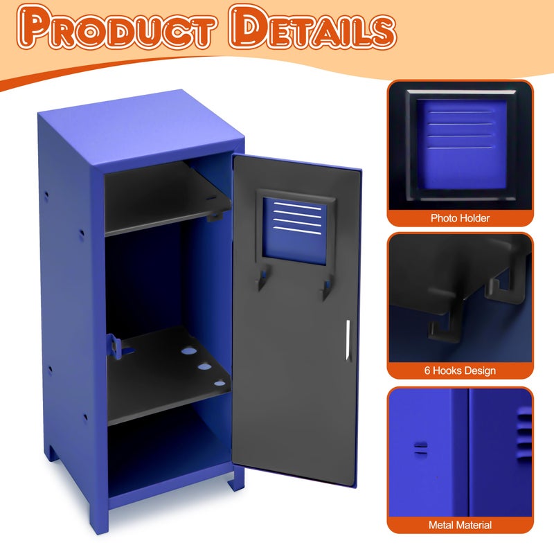 PACOLO Mini Locker, Metal Small Locker for Desktop, Girls Lockbox Desktop Storage Organizer, Money Safe and Cash Lock Box for Girls Safe (Blue) - Image 3