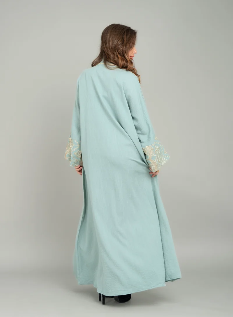 IKKXA Jalabiya with Long Sleeves and Embroidered Detail CJ1041 Blue