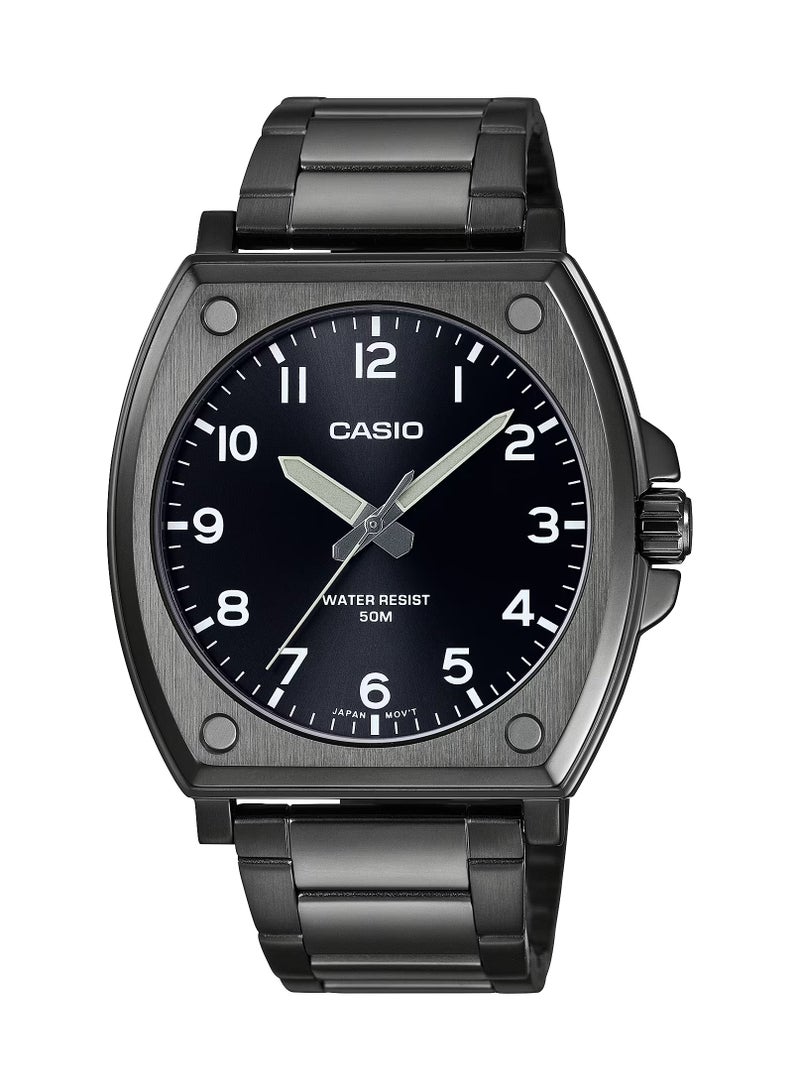 CASIO ساعة كوارتز للرجال بمينا سوداء من الفولاذ المقاوم للصدأ MTP-E730B-1AV