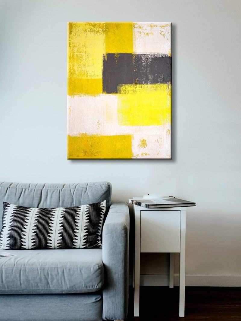 999STORE Wooden Stretched Framed paintings for wallabstract Wall Painting Yellow Canvas 18X24 Inches Strectched Canvas FLPSZ131072017038
