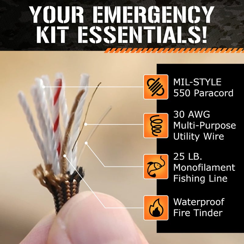 SurvivorCord TITAN Survival Patented Paracord 550 - 25ft, 100ft, 500ft & Color Options - 620LB Strength Survival Paracord Military Spec with 3 Strands - Heavy Duty Hank Cord for Camping & Outdoors with Firestarter - Image 3