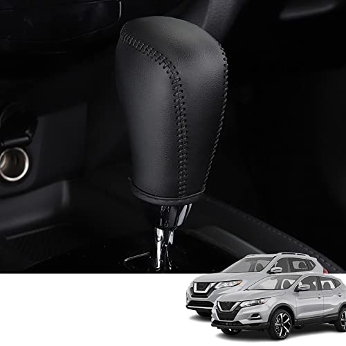 Bmolpt Custom Interior Accessories for Nissan Rogue Rogue Sport Altima Frontier Murano Pathfinder Sentra Leather Automatic Gear Shift Knob CoverTransimission Boots Shift Lever SheathBlack Stitches - Image 1