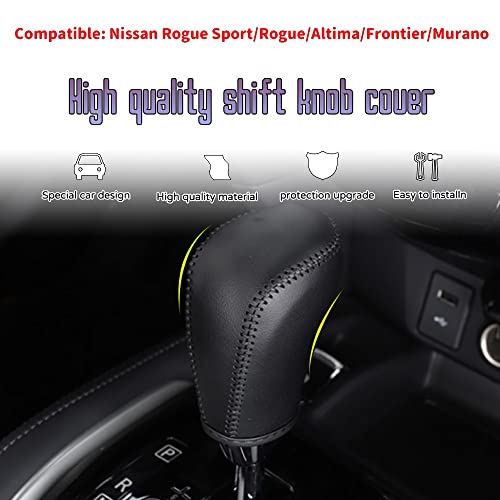 Bmolpt Custom Interior Accessories for Nissan Rogue Rogue Sport Altima Frontier Murano Pathfinder Sentra Leather Automatic Gear Shift Knob CoverTransimission Boots Shift Lever SheathBlack Stitches - Image 3
