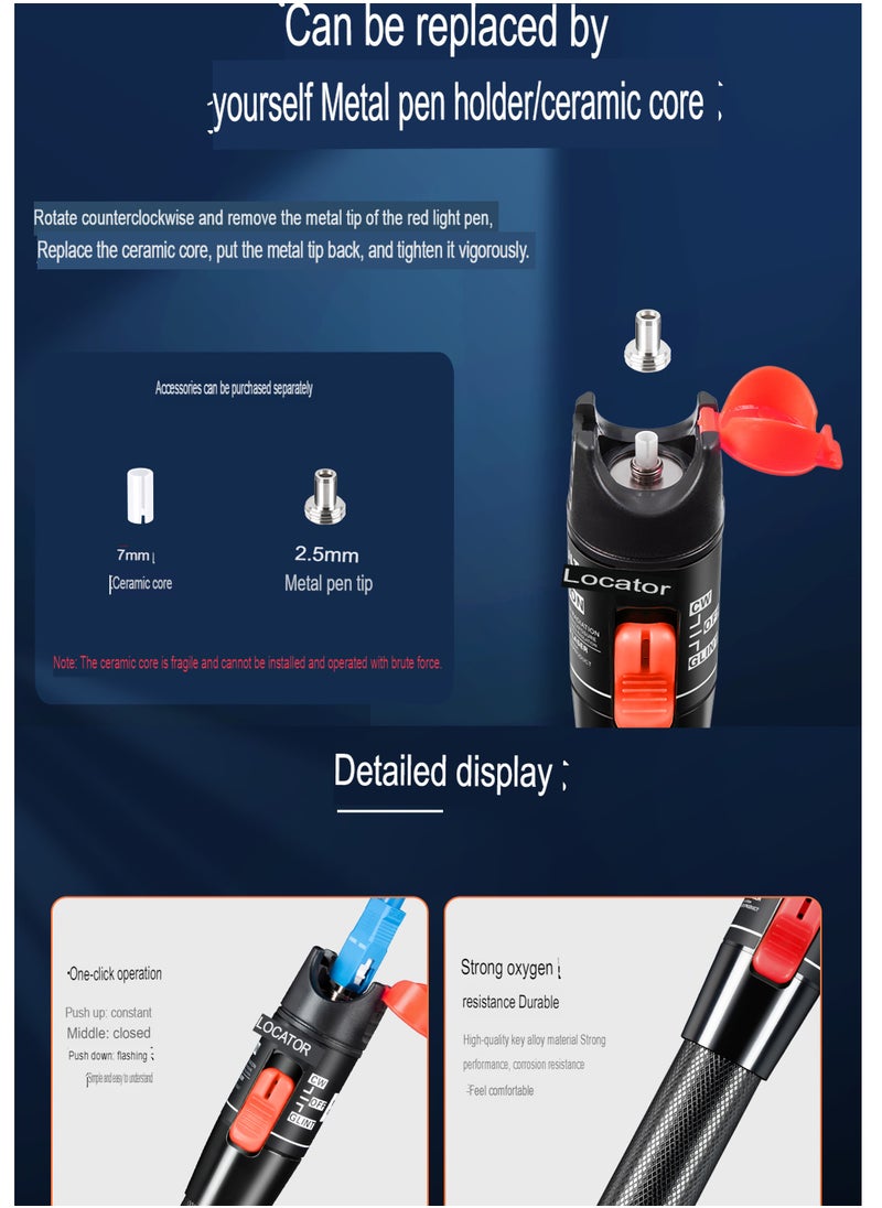 AROAQ Visual Fault Locator, 1-60km Fiber Optic Red Light Pen, Vfl Optical Fiber Cable Fault Tester, Red Light Pen For Network Fiber Cable Test, Fiber Optic Source Tester Detector Meter, (10mw Orange)  - Image 2