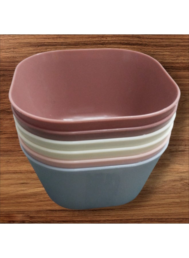 طقم أطباق بلاستيك مربع 6 قطع | طقم متعدد الاستخدامات - Image 4