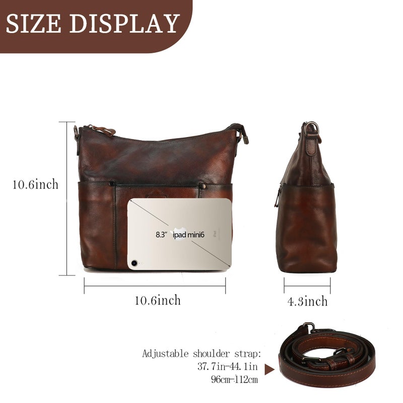 LETEULO Hobo Bag for Women Crossbody Bag Purse and Handbag Leather Shouler Bags Large Capacity (Coffee) - Image 3