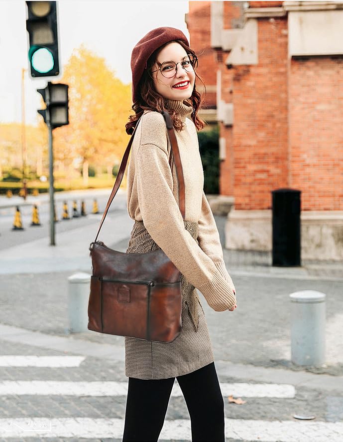 LETEULO Hobo Bag for Women Crossbody Bag Purse and Handbag Leather Shouler Bags Large Capacity (Coffee) - Image 2