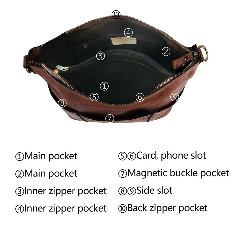 LETEULO Hobo Bag for Women Crossbody Bag Purse and Handbag Leather Shouler Bags Large Capacity (Coffee) - Image 5