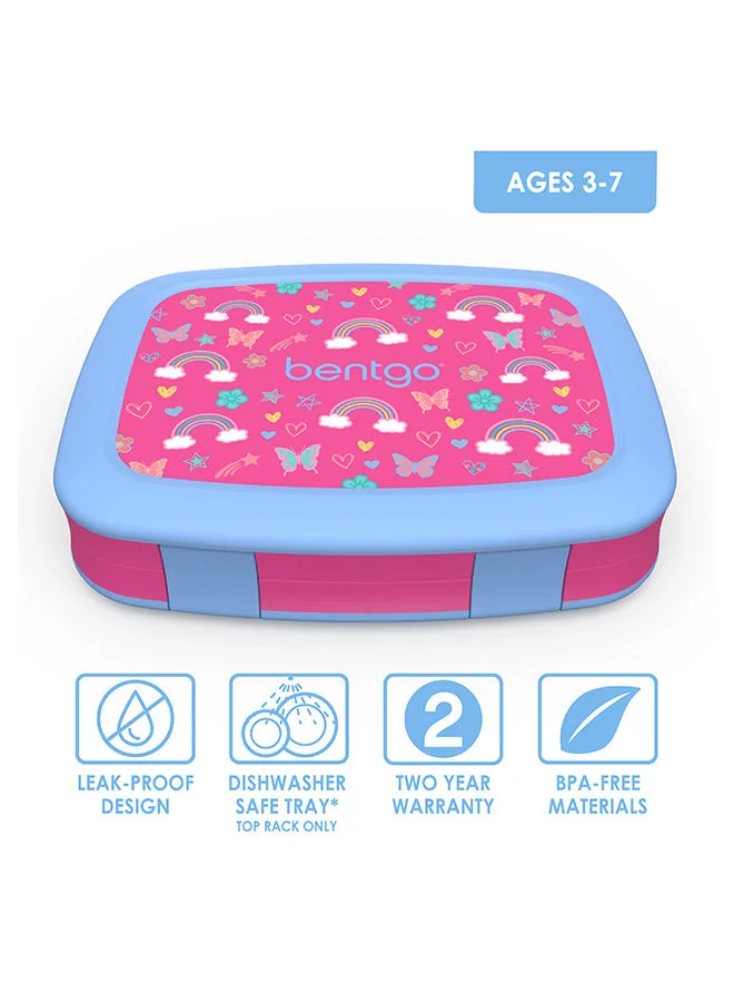 بنتجو Kids Prints Leak Proof, 5 - Compartment Bento - Style Kids Lunch Box Ideal Portion Sizes For Ages 3 To 7 Bpa - Free, Dishwasher Safe , Food - Safe Materials (Rainbows And Butterflies)
