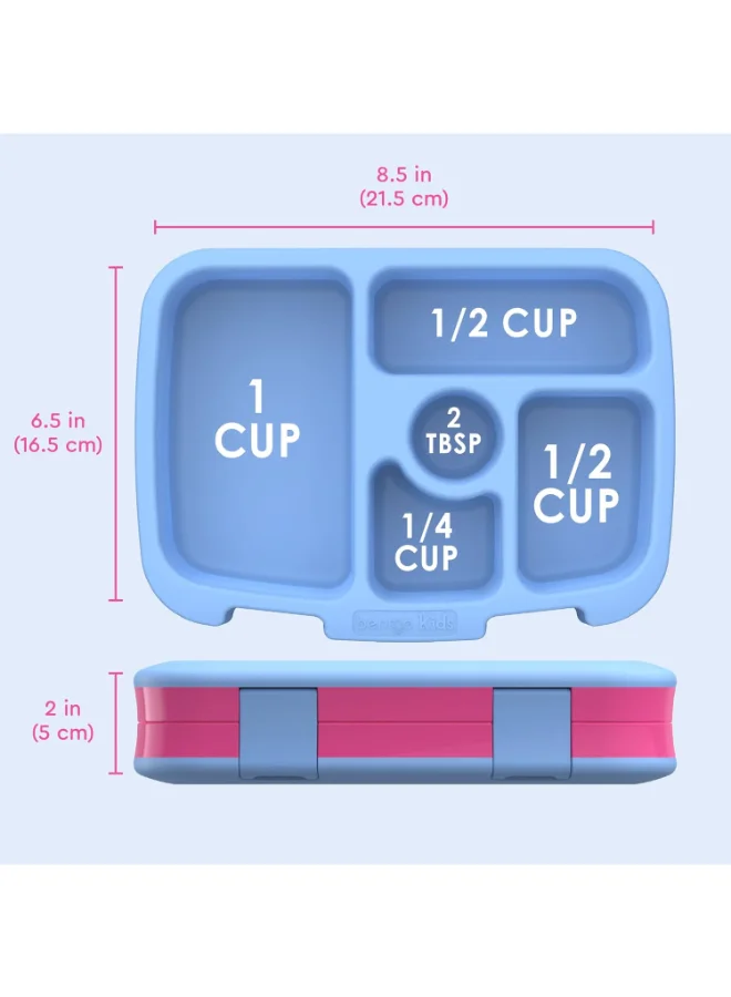 بنتجو Kids Prints Leak Proof, 5 - Compartment Bento - Style Kids Lunch Box Ideal Portion Sizes For Ages 3 To 7 Bpa - Free, Dishwasher Safe , Food - Safe Materials (Rainbows And Butterflies)