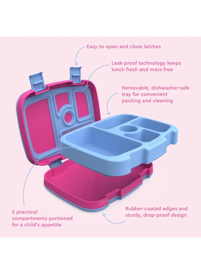 بنتجو Kids Prints Leak Proof, 5 - Compartment Bento - Style Kids Lunch Box Ideal Portion Sizes For Ages 3 To 7 Bpa - Free, Dishwasher Safe , Food - Safe Materials (Rainbows And Butterflies)