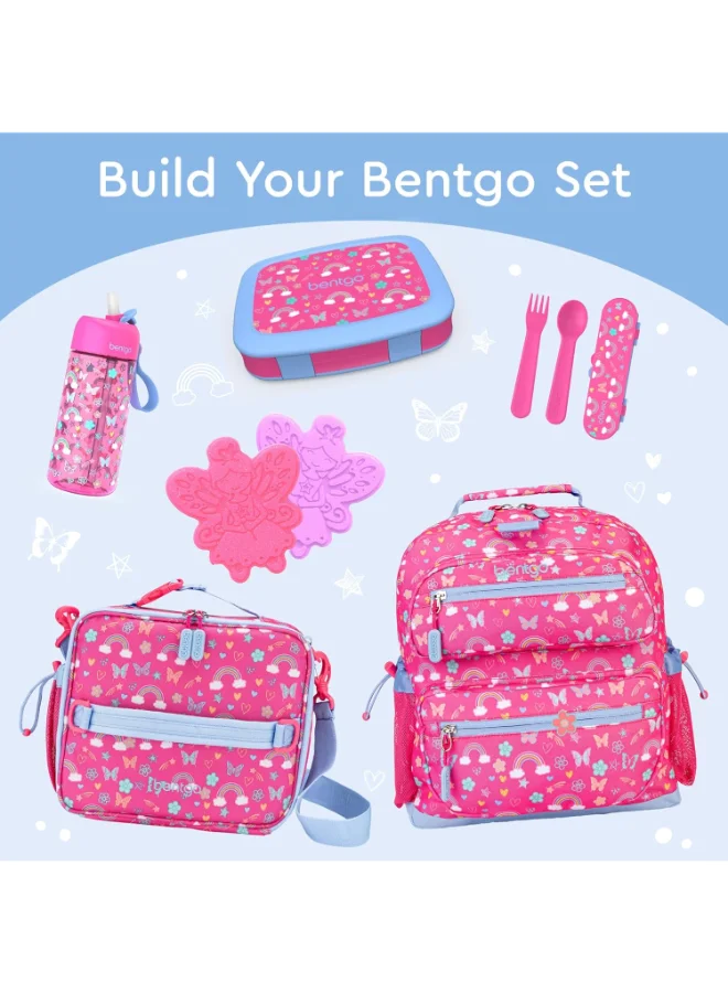 بنتجو Kids Prints Leak Proof, 5 - Compartment Bento - Style Kids Lunch Box Ideal Portion Sizes For Ages 3 To 7 Bpa - Free, Dishwasher Safe , Food - Safe Materials (Rainbows And Butterflies)