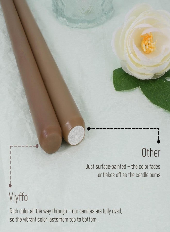 Viyffo Taper Candles 10 Inch Brown Set of 4 Unscented, Dripless, Smokeless Long Tall Tapered Candlesticks Wedding Advent Home Decor Dinner Christmas-Natural Color Series - Image 5
