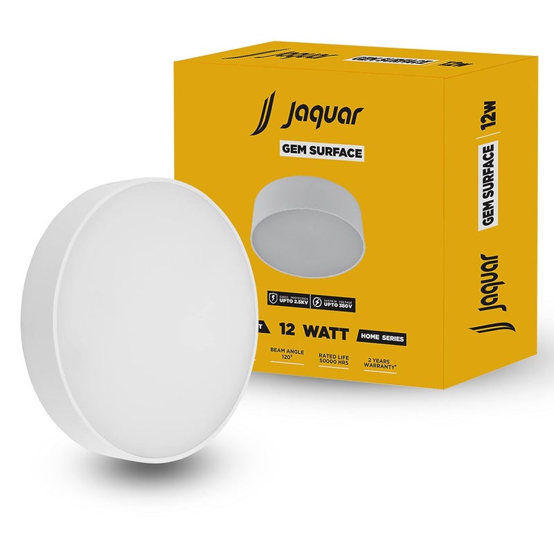 jaquar Jaquar 12W LED Gem Trimless Round Surface Mount Down Light No False Ceiling Required Warm Light3000K Pack of 1  - Image 1