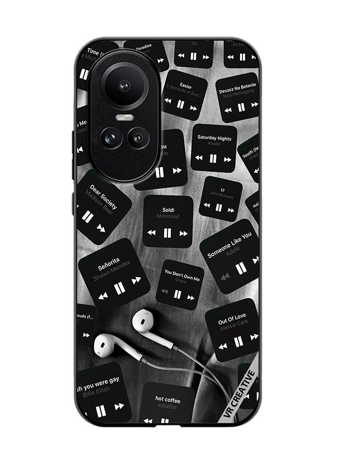 VR CREATIVE Protective Case Cover For Oppo Reno 10 Pro Black Music Tags Design Multicolour - Image 1