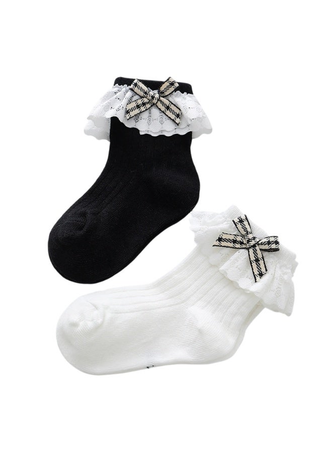 بيداني Classic Black Princess Socks with Floral Lace Trim - Image 3