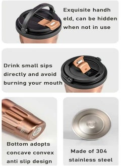 TYESO TYESO Double layer Vacuum Handheld Insulated Cup | Compact Anti scald Wound+12 hour Ice Lock, Office/Desert Travel, UAE High Temperature Kexing (Flowing Gold)  - Image 3