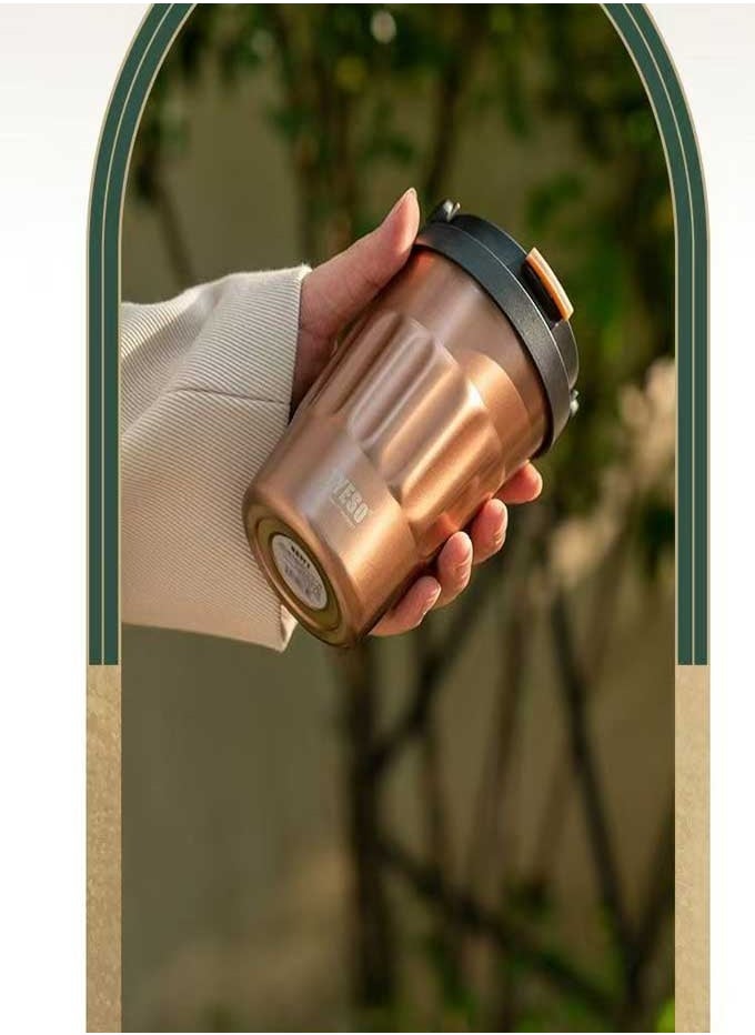 TYESO TYESO Double layer Vacuum Handheld Insulated Cup | Compact Anti scald Wound+12 hour Ice Lock, Office/Desert Travel, UAE High Temperature Kexing (Flowing Gold)  - Image 1