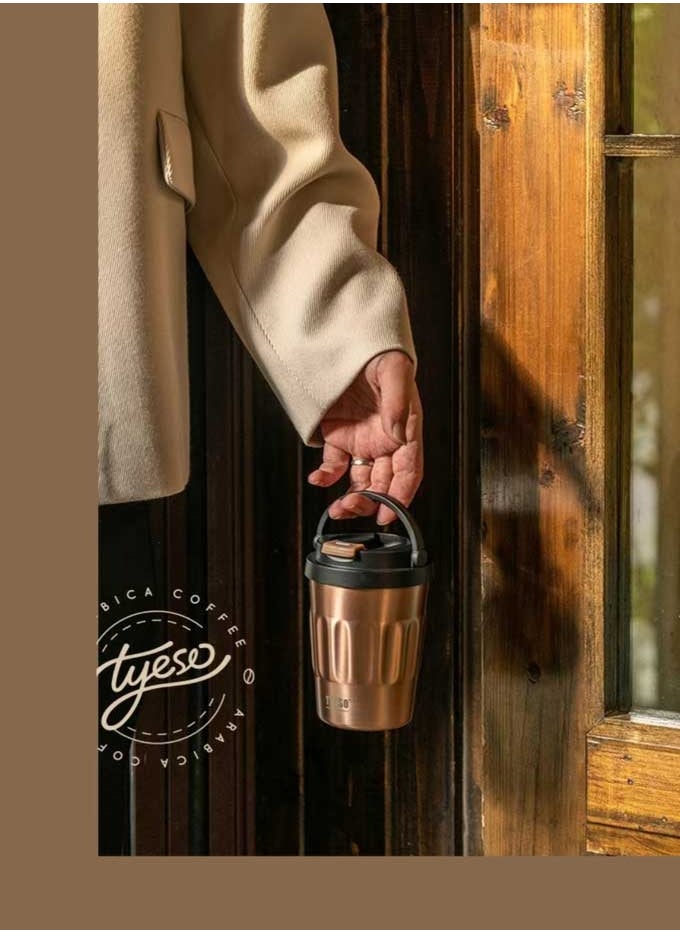 TYESO TYESO Double layer Vacuum Handheld Insulated Cup | Compact Anti scald Wound+12 hour Ice Lock, Office/Desert Travel, UAE High Temperature Kexing (Flowing Gold)  - Image 4