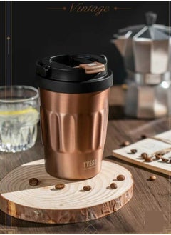 TYESO TYESO Double layer Vacuum Handheld Insulated Cup | Compact Anti scald Wound+12 hour Ice Lock, Office/Desert Travel, UAE High Temperature Kexing (Flowing Gold)  - Image 2