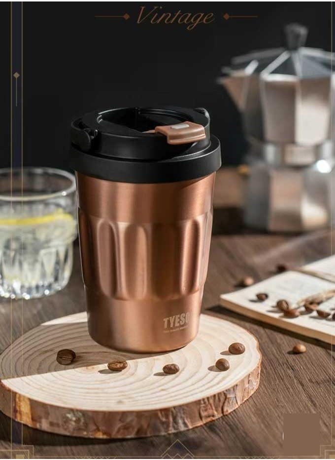 TYESO TYESO Double layer Vacuum Handheld Insulated Cup | Compact Anti scald Wound+12 hour Ice Lock, Office/Desert Travel, UAE High Temperature Kexing (Flowing Gold)  - Image 2