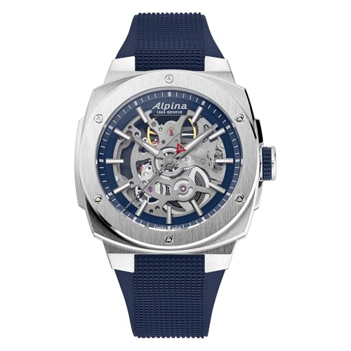 Alpina Men's Automatic Alpiner Watch, Blue Rubber Strap, Blue Dial Style: AL-520NSKT3AE6 - Image 4