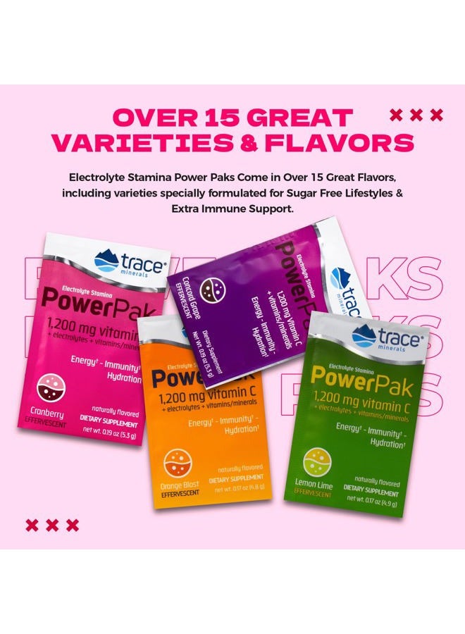 Trace Minerals Power Pak Electrolyte Powder Packets | 1200 mg Vitamin C, Zinc, Magnesium | Boost Immunity, Hydration and Natural Energy | Cranberry | 30 Packets - Image 5