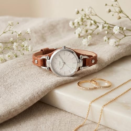 BUREI Women Watches Simple Leather Strap Watch Luxury Quartz Watches Small Thin Ladies Watch Bracelet Band Wristwatch Relogio Feminino Brown and Black - Image 3