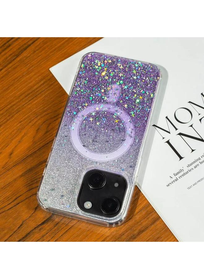 اس-توب جراب هاتف ماج سيف بتصميم متدرج لامع مرصع بالنجوم لهاتف آيفون 14 - Image 1