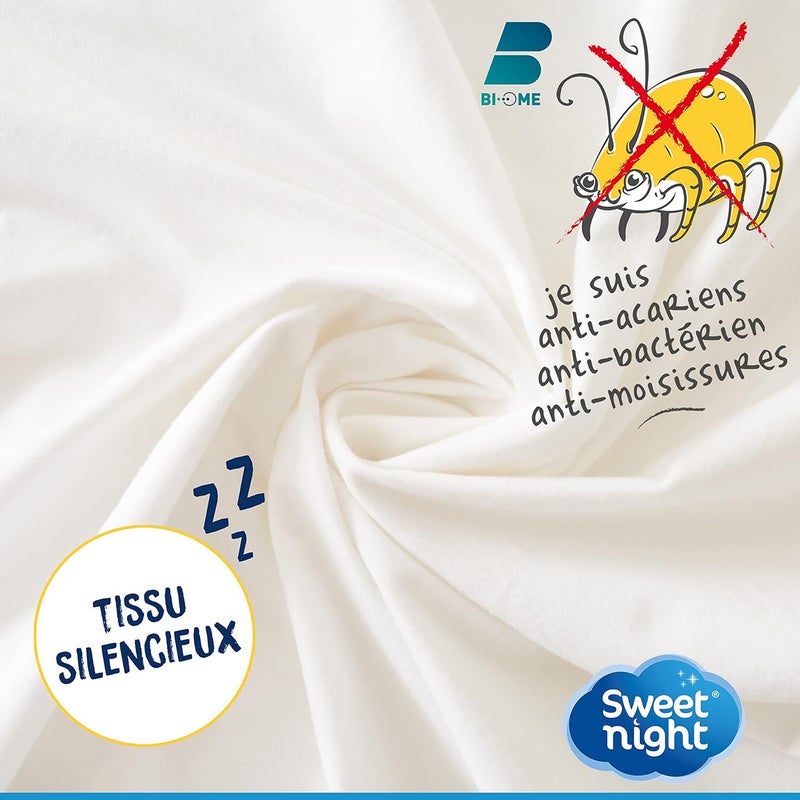 SWEET NIGHT سويت نايت - واقي المرتبة 90 × 200 سم مقاوم للماء ومضاد لعث الغبار طبقة علوية للمرتبة 100% صوف قطني هادئ وقابل للتنفس - Image 3